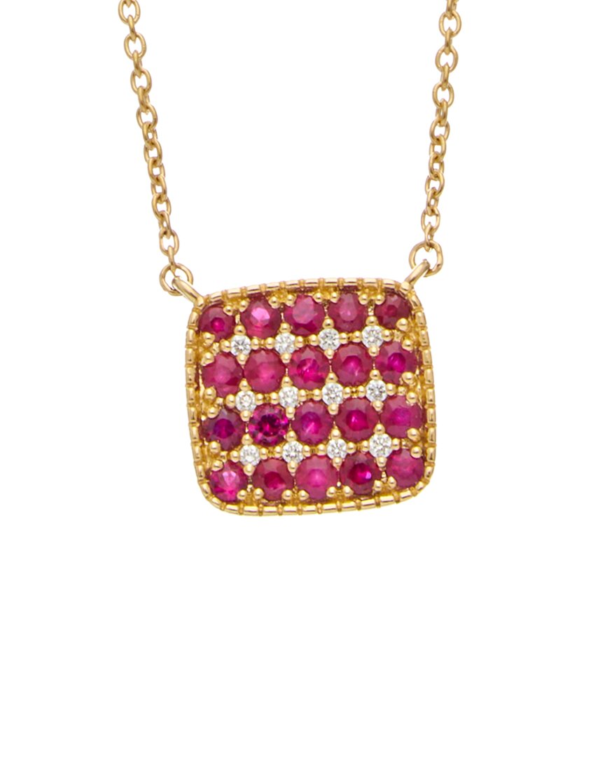 Italian Gold 18k 3.17 Ct. Tw. Diamond & Ruby Necklace