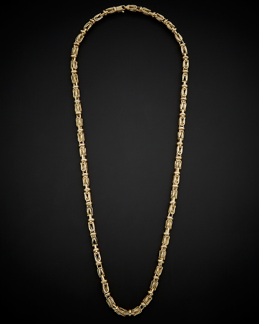 14K Italian Gold Men's Fancy Square Byzantine Necklace