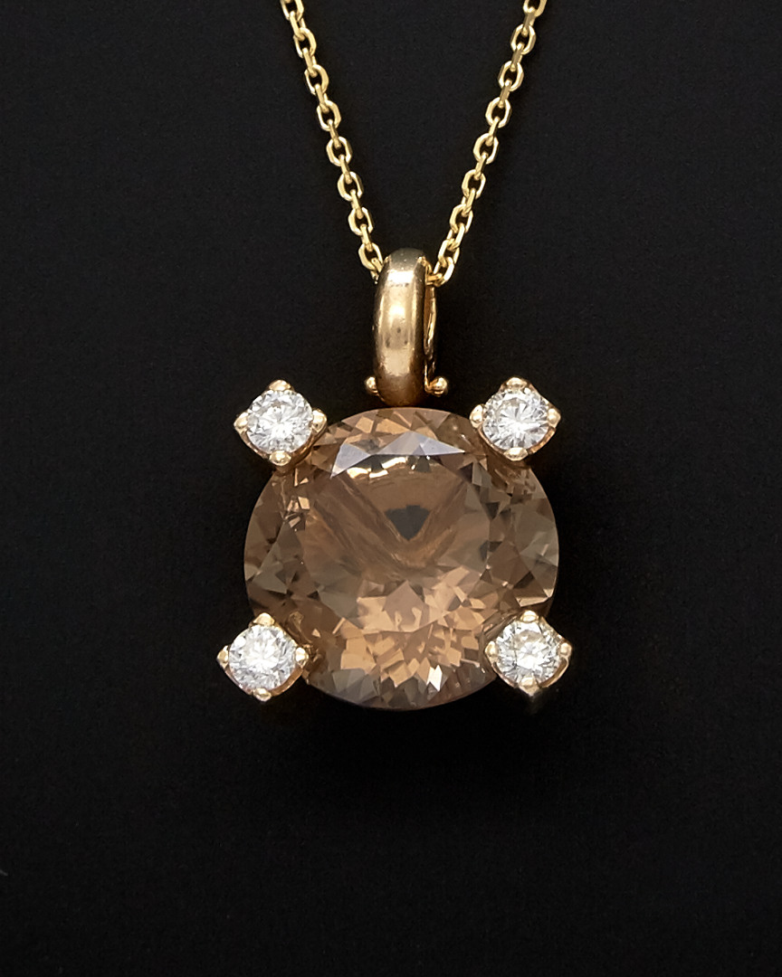 Italian Gold 10.00 Ct. Tw. Smokey Quartz Diamond Necklace