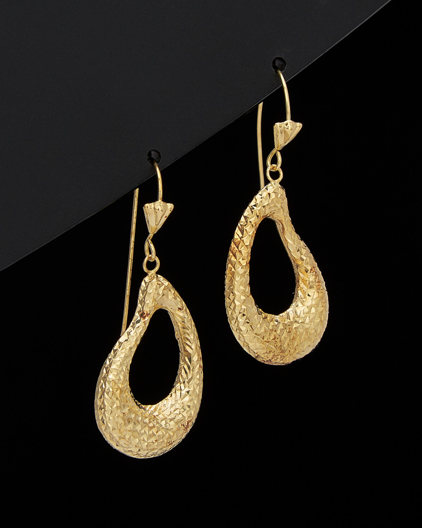 Italian Gold Diamond Cut Teardrop Dangle Earrings