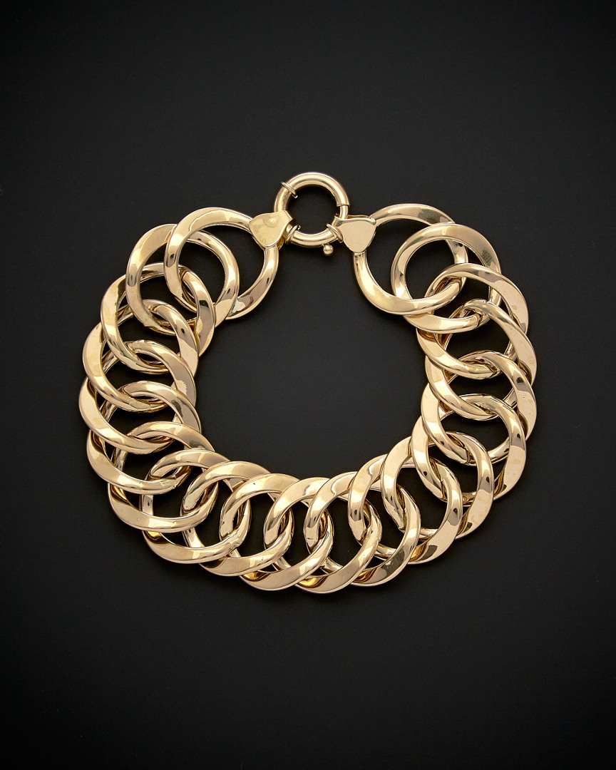 Italian Gold Bold Flat Round Link Bracelet