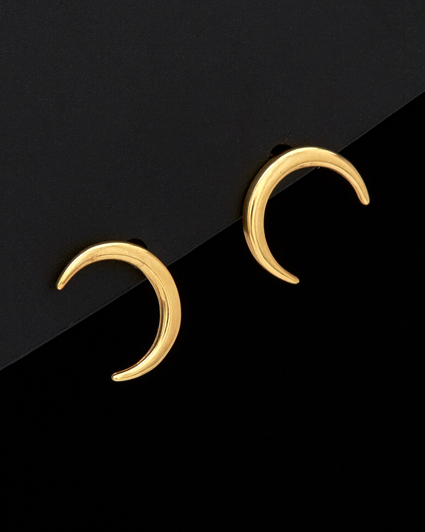 Italian Gold Crescent Moon Stud Earrings