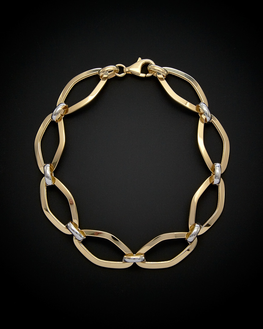 Italian Gold Two-tone Marquise Link Bracelet