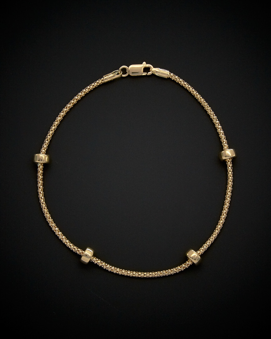 Italian Gold Puffed Bead Station Bracelet