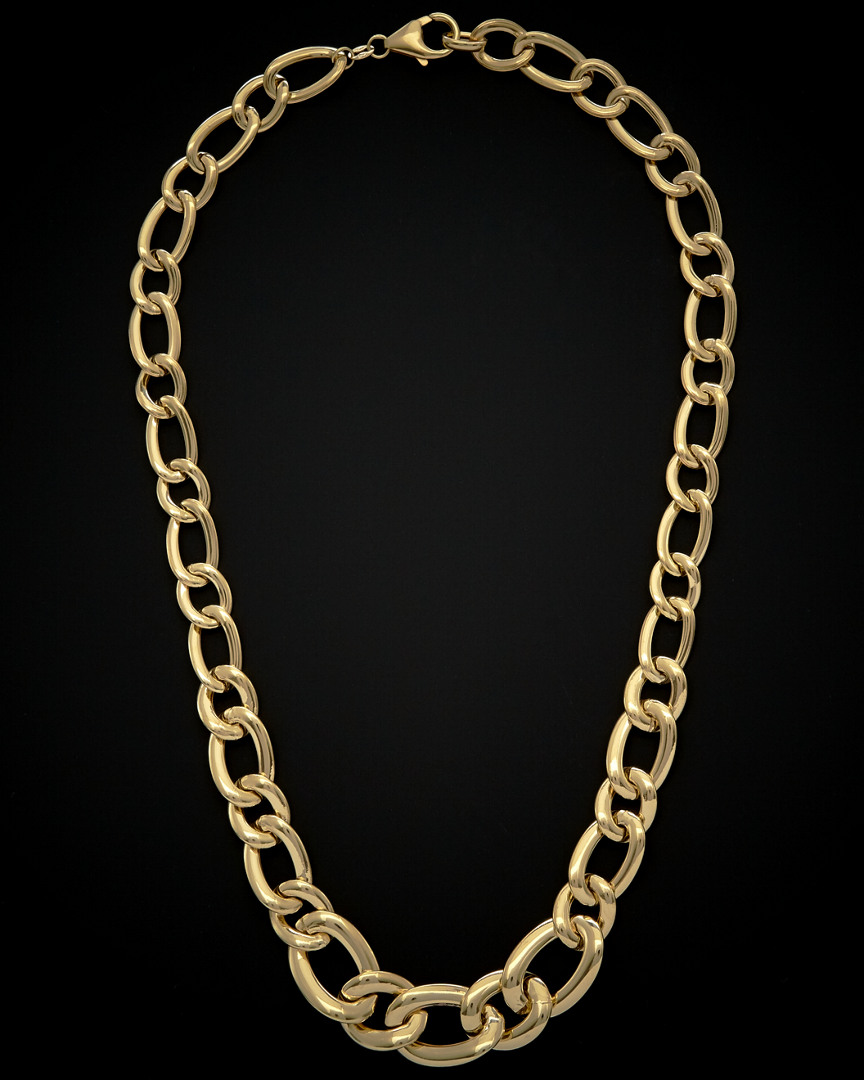 Italian Gold Graduated Twist Puffed Oval Link Necklace