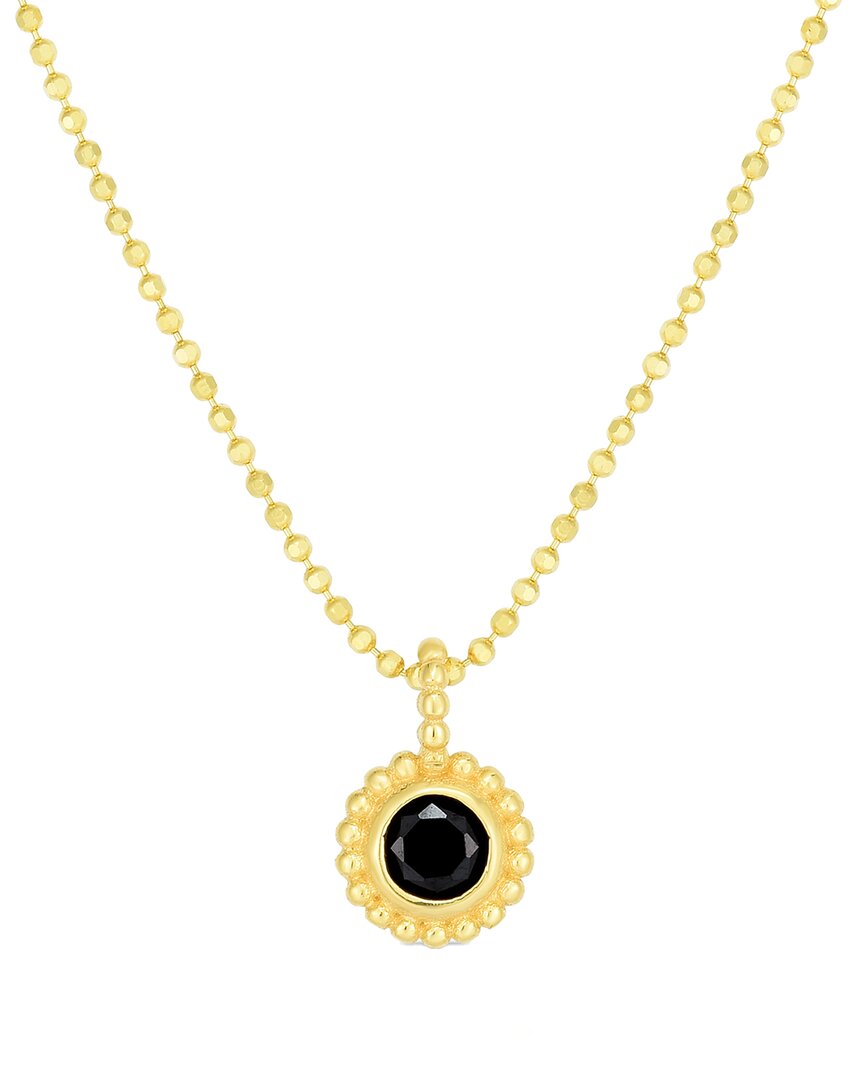 Italian Gold 14k  Black Spinel Drop Necklace
