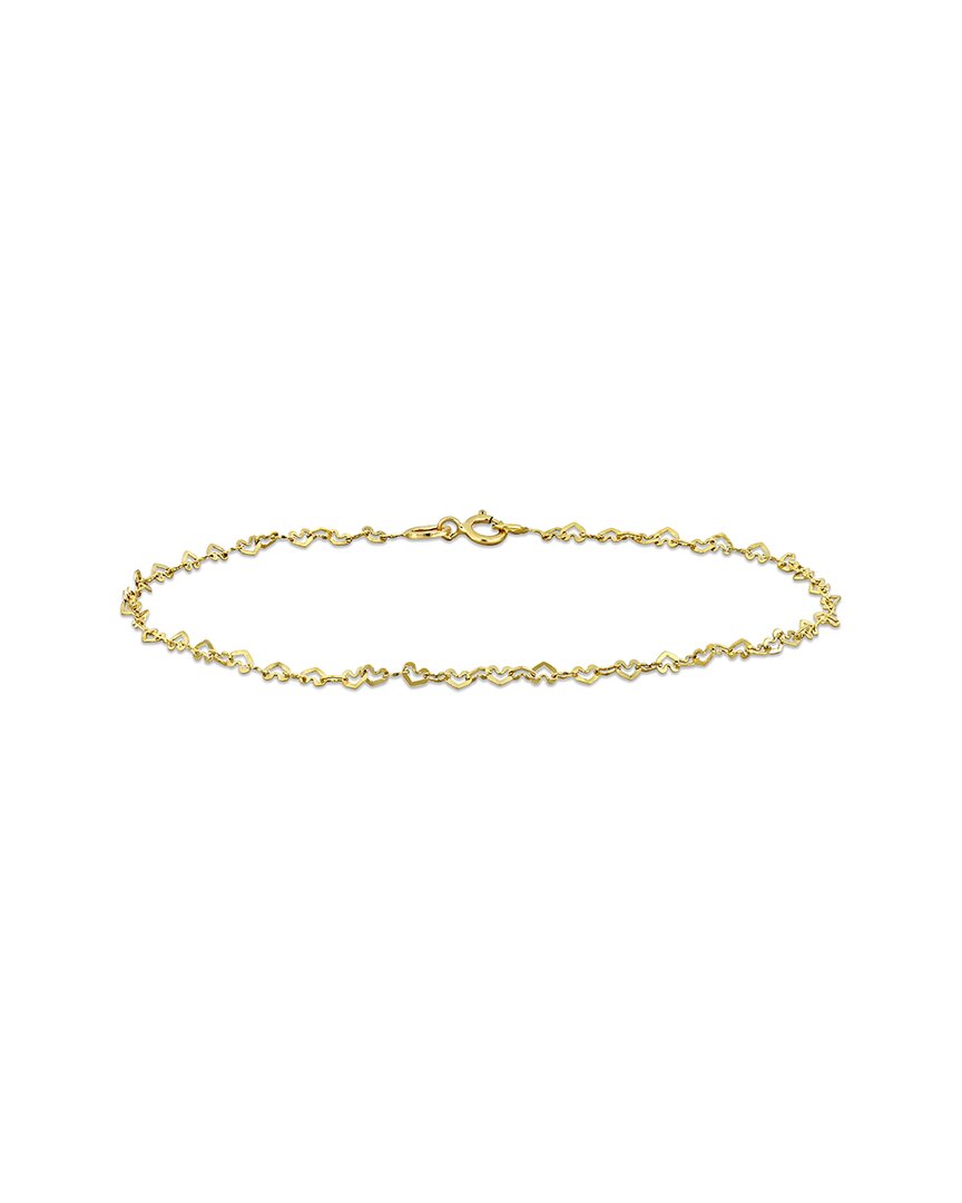 Italian Gold 14k Heart Link Chain Bracelet