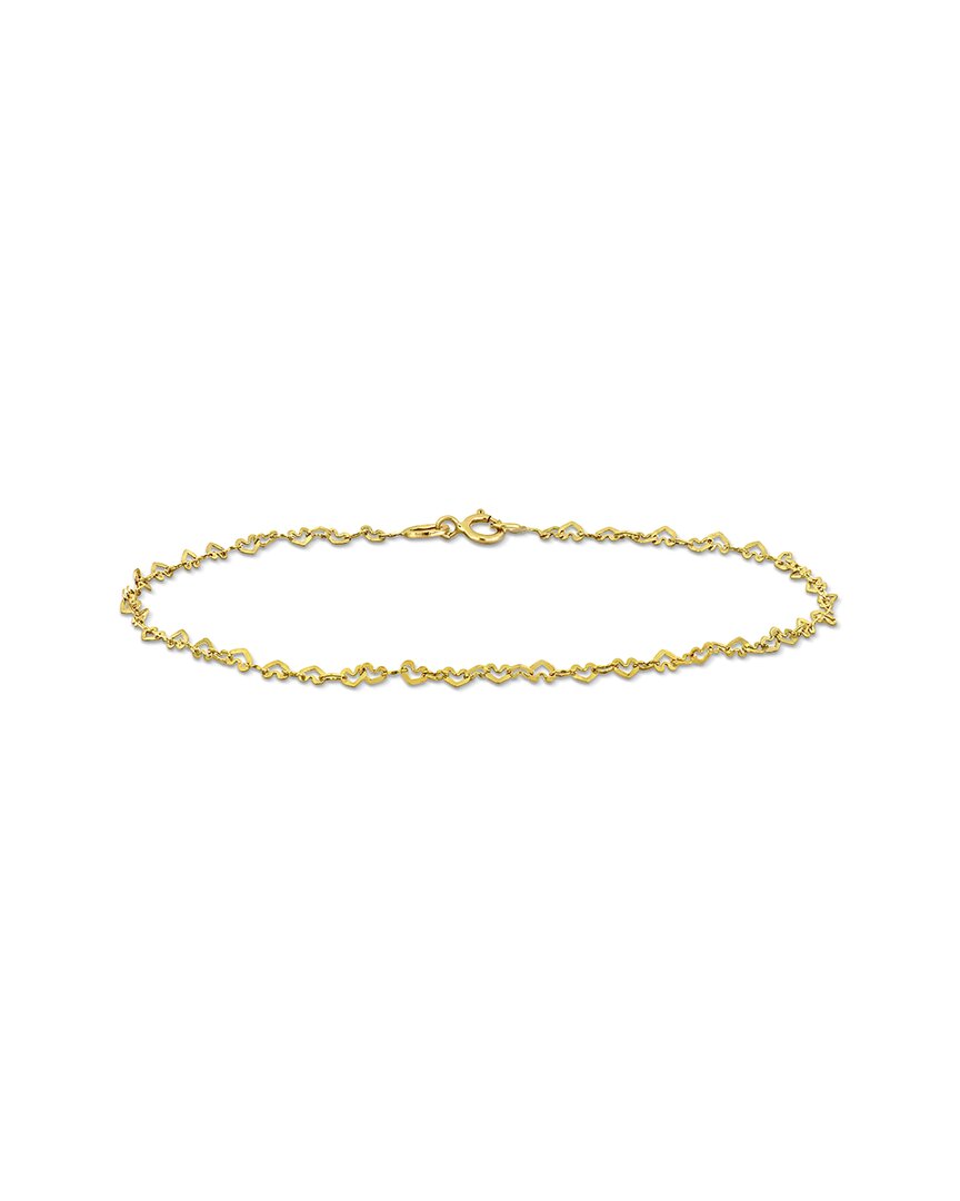 Italian Gold 14k Heart Link Chain Ankle Bracelet
