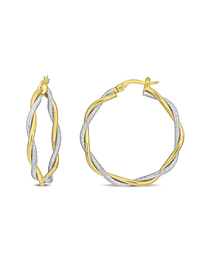 Italian Gold 10k Italian Two-tone Twisted Hoops