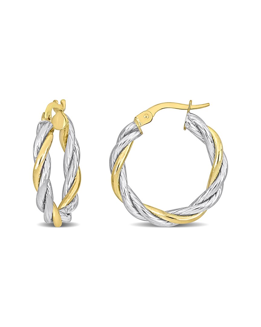 Italian Gold 10k Italian Two-tone Twisted Hoops