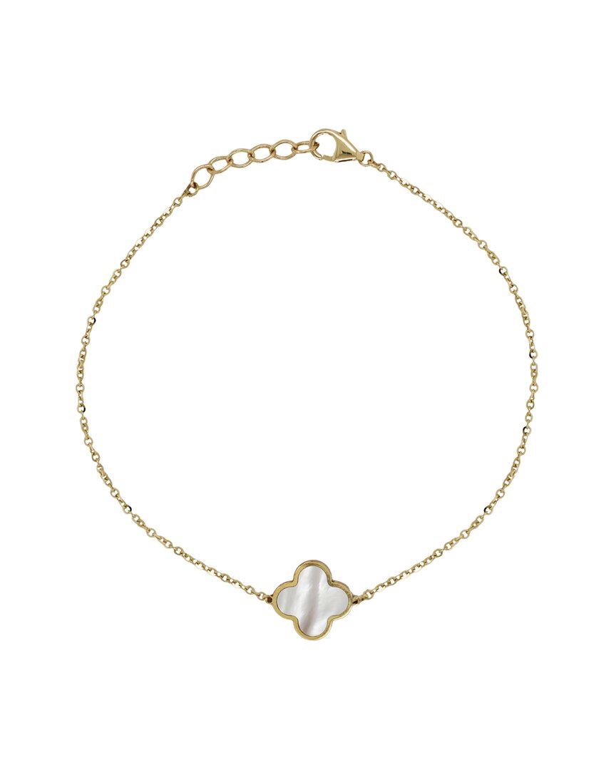 Italian Gold 14k Pearl Clover Bracelet