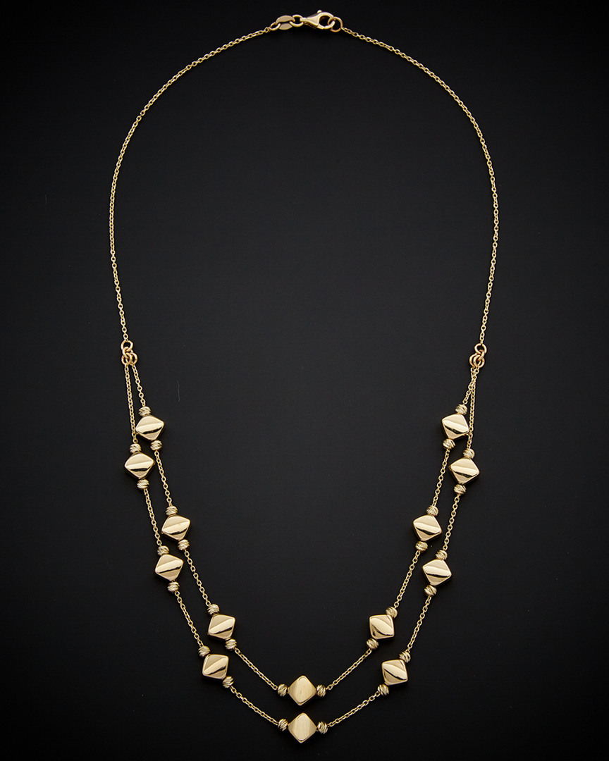 Italian Gold Diamond Shape Bead Layer Necklace
