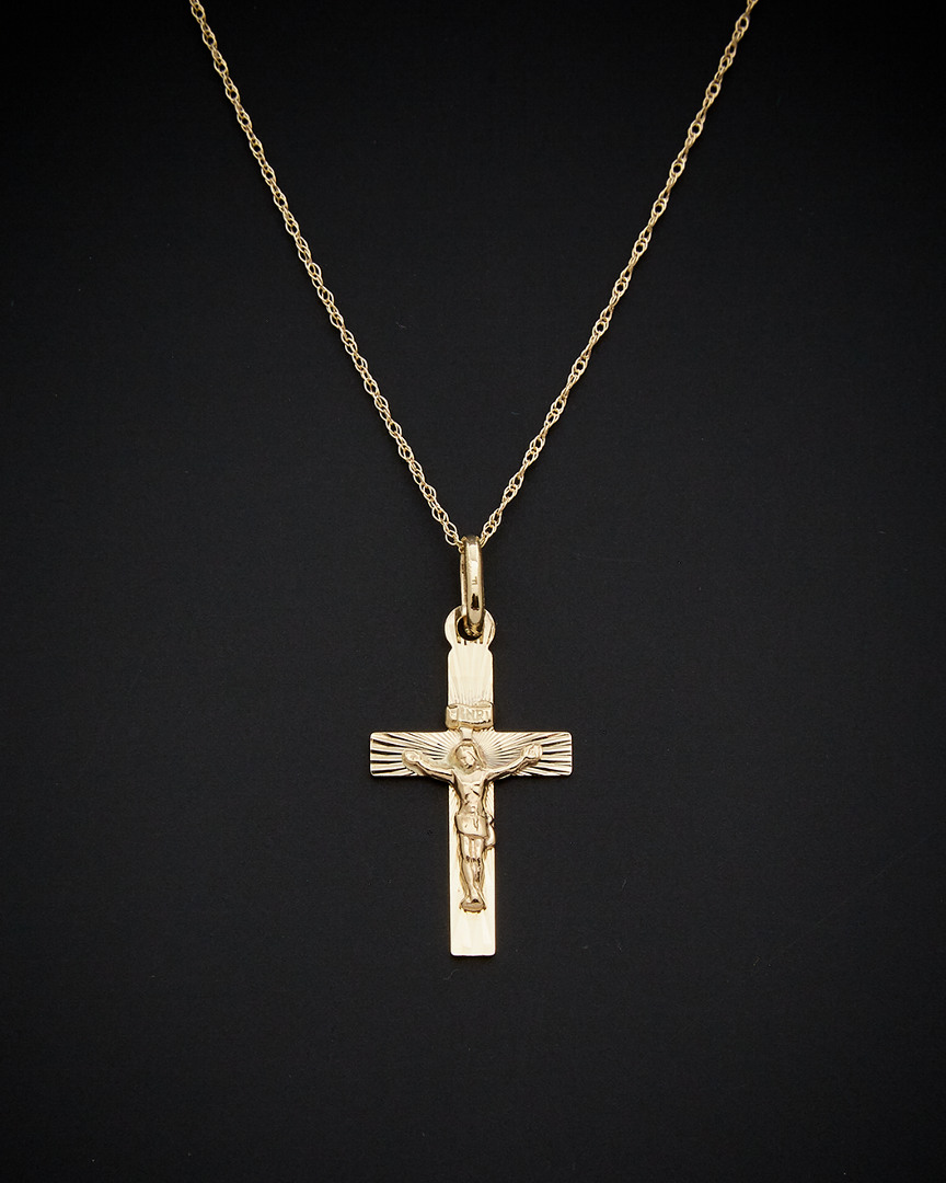Italian Gold Diamond Cut Crucifix Necklace