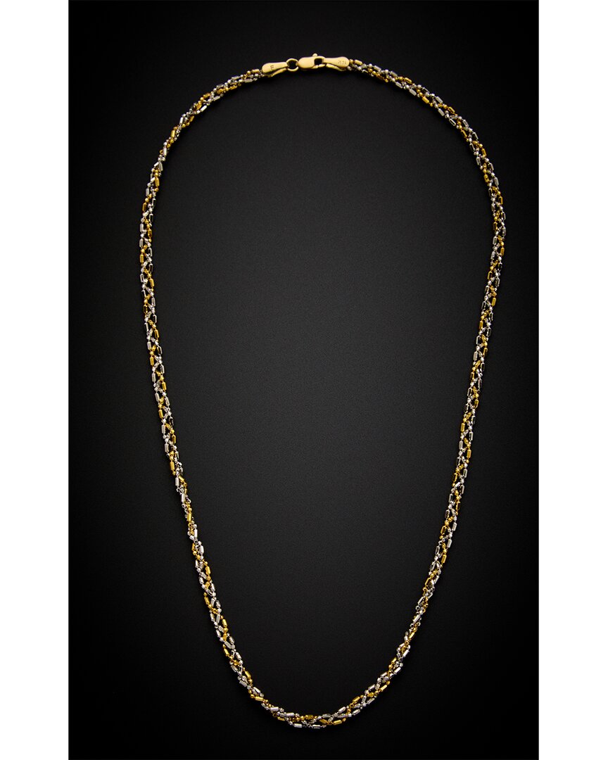 Italian Gold 14k Two-tone  Twisted Bar Necklace