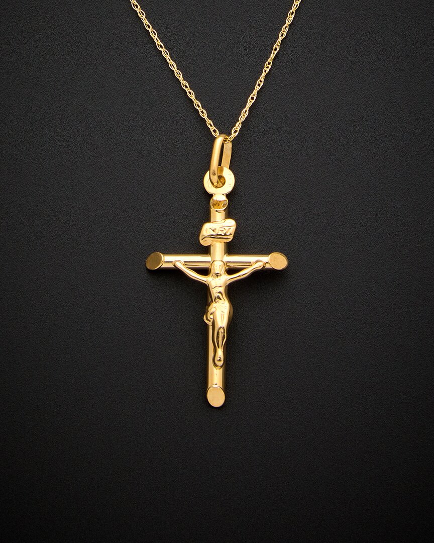 Italian Gold Crucifix Pendant Necklace