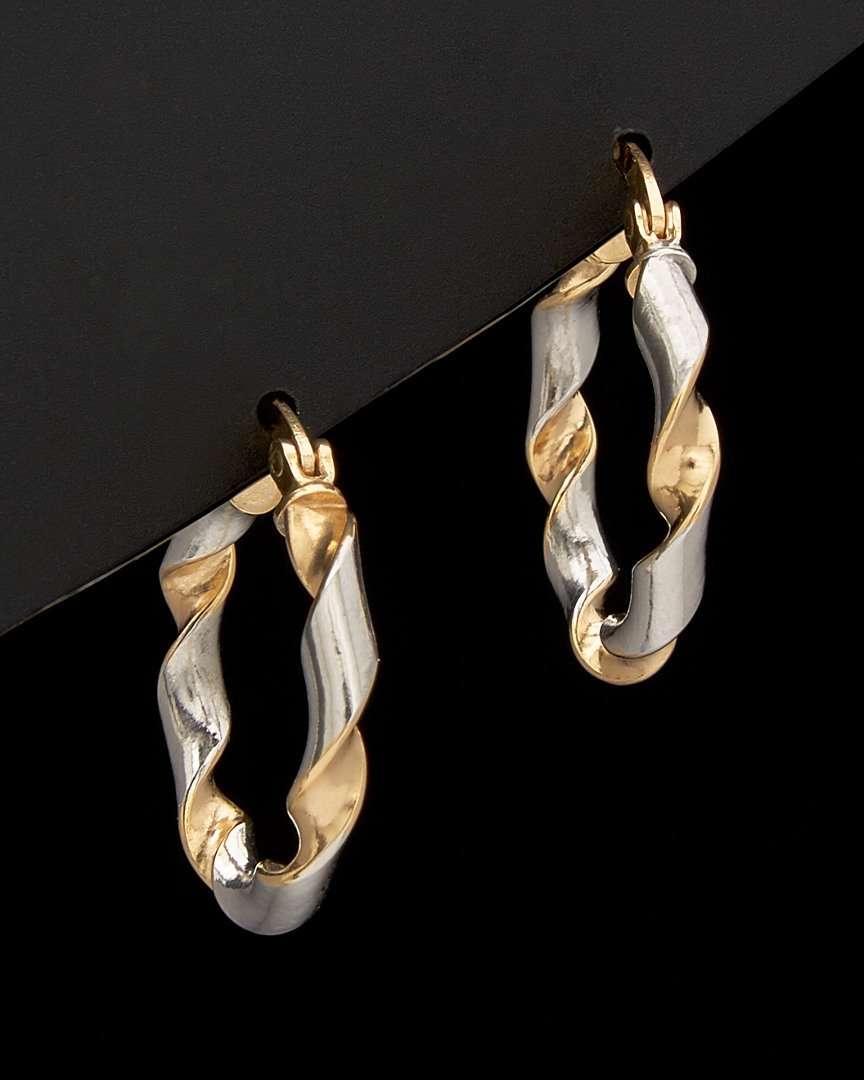 Italian Gold Two-tone Twisted Hoop Earrings