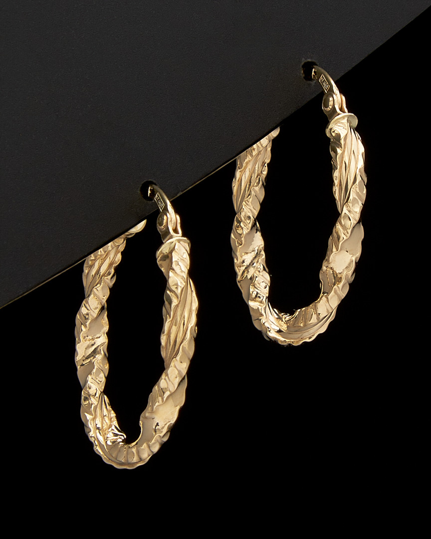 Italian Gold Twisted Oval Hoops
