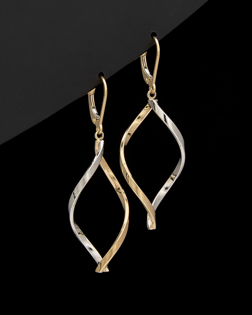 Italian Gold Two-tone Twisted Marquise Earrings