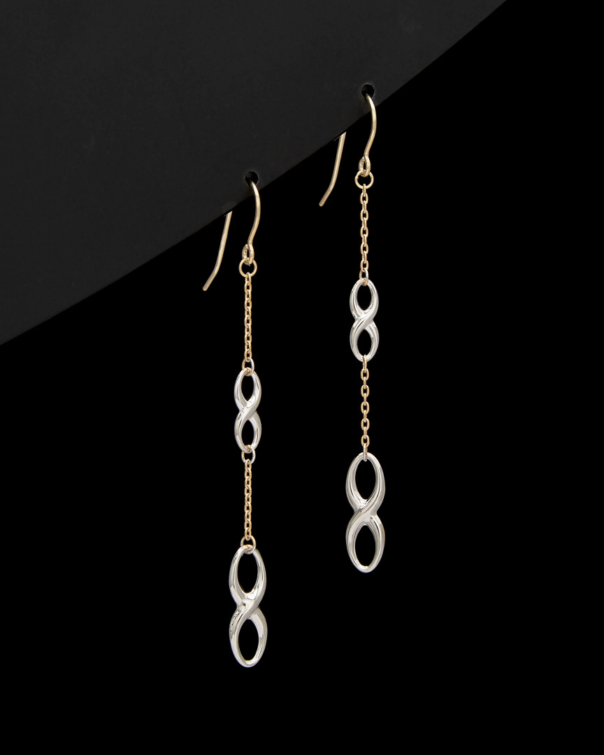 Italian Gold Two-tone Double Infinity Drop Earrings