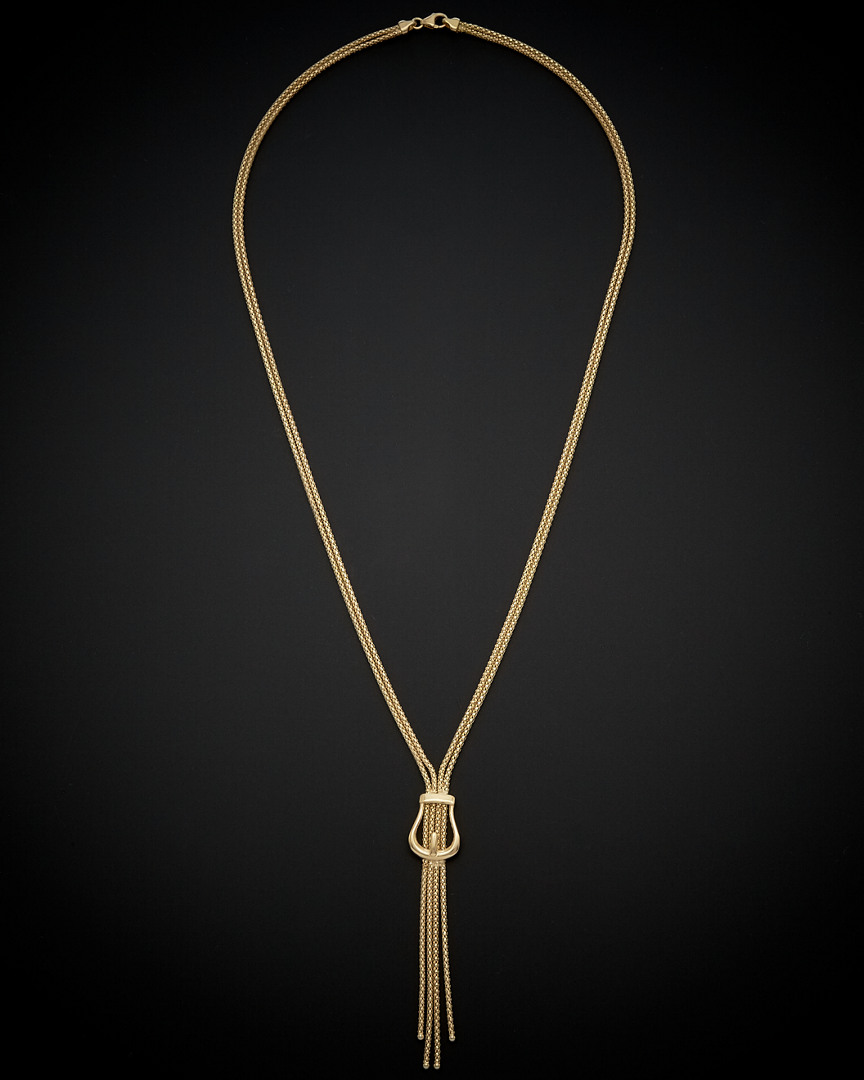 Italian Gold Buckle Lariat Necklace