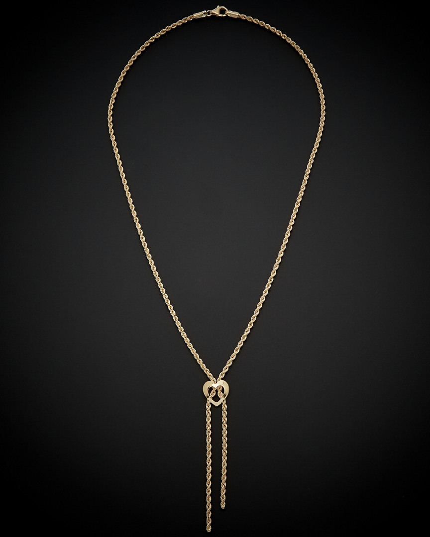 Italian Gold 18k  Heart Lariat Necklace