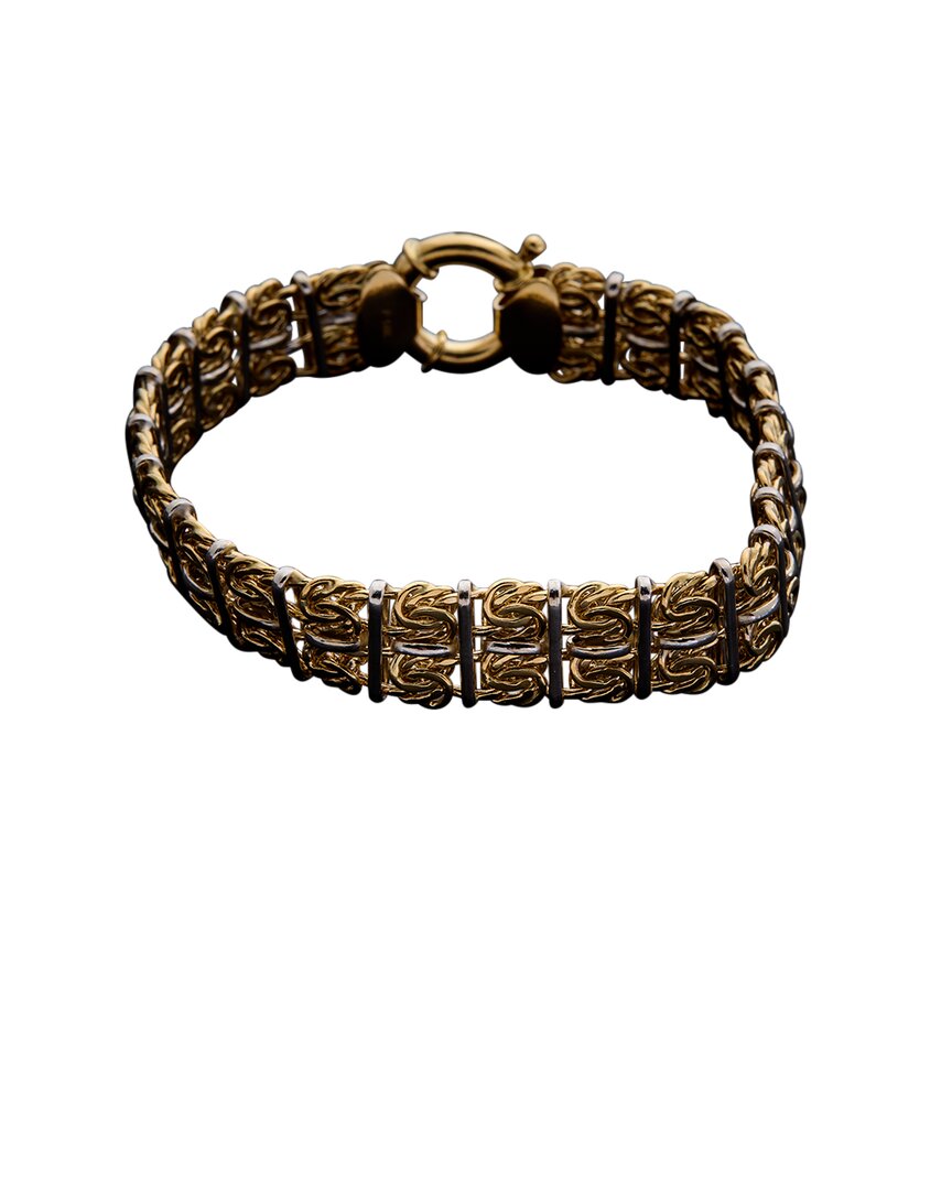 Italian Gold Two-tone Double Row Byzantine Bracelet