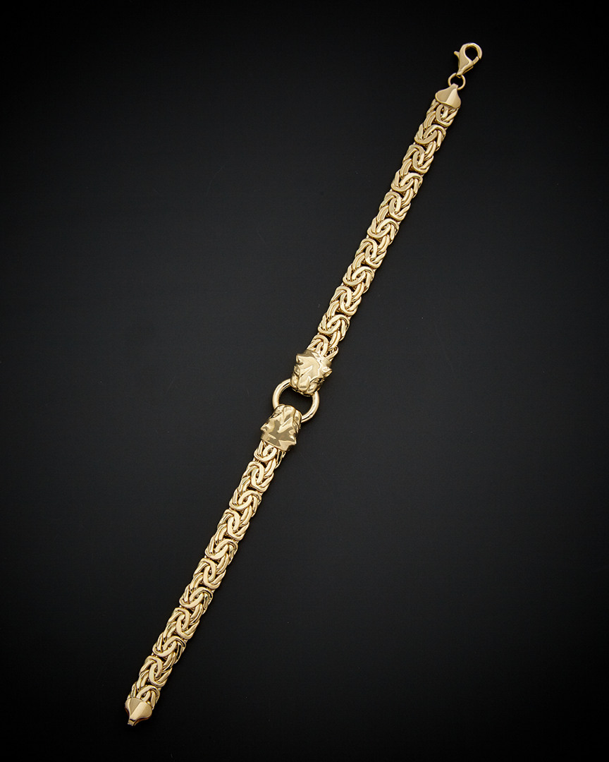 Shop Italian Gold 14k  Byzantine Panther Head Bracelet