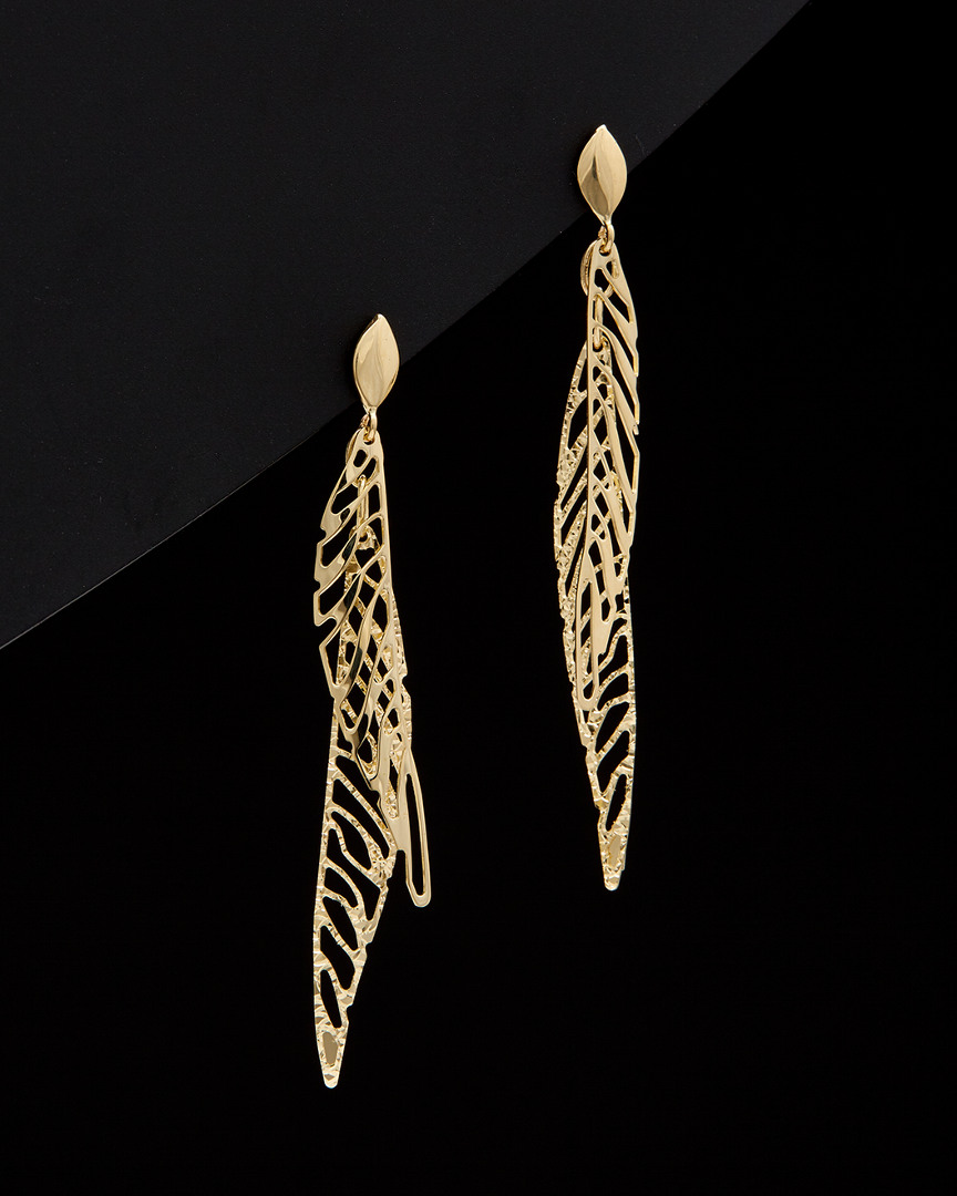 ITALIAN GOLD 14K ITALIAN GOLD CUT DOUBLE LEAF DROP EARRINGS