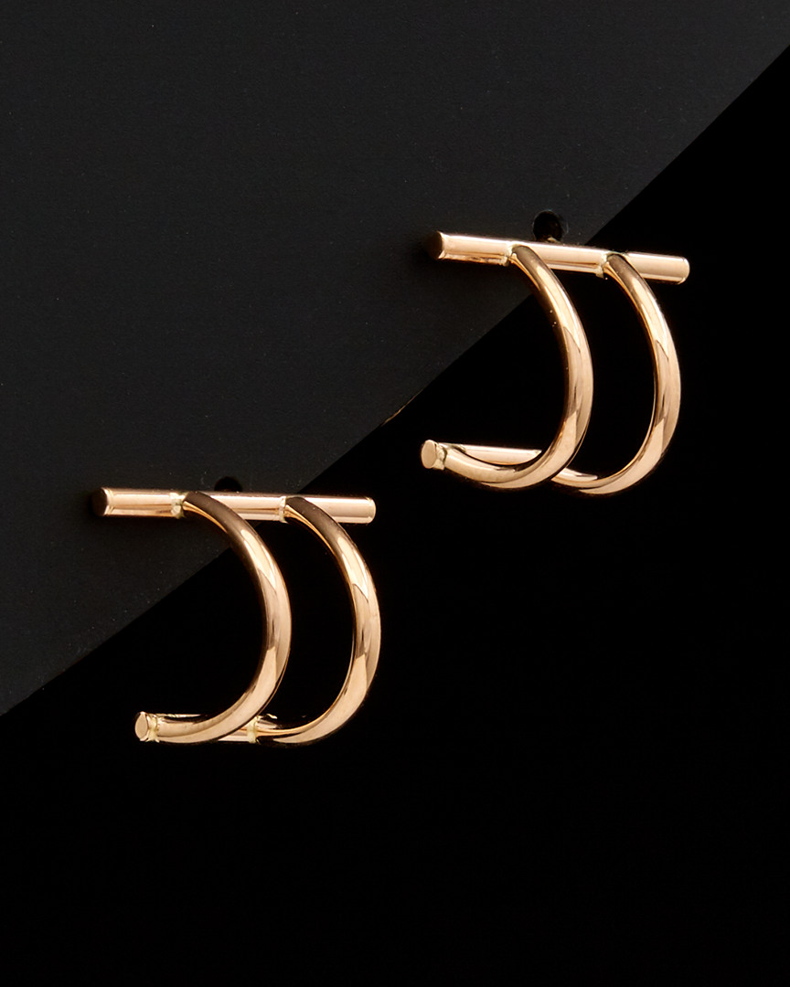Italian Gold 14k Italian Rose Gold Double Curved Bar Post Earrings