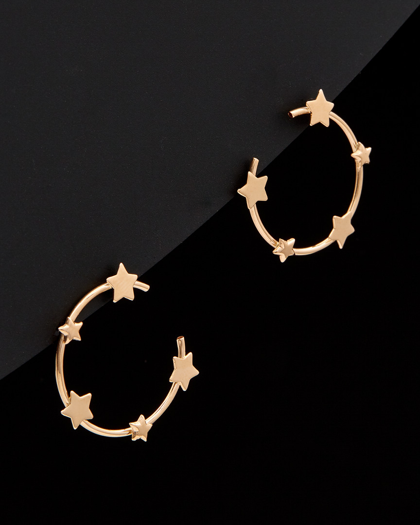 Italian Gold Multi Star Open Circle Earrings