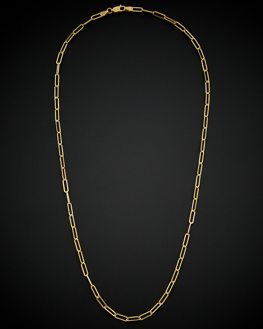 Italian Gold Polished Paperclip Chain Necklace
