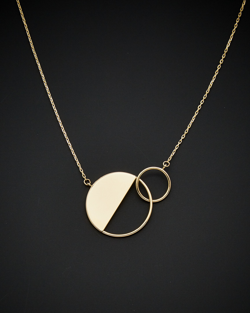 Italian Gold Double Circle Geometric Necklace