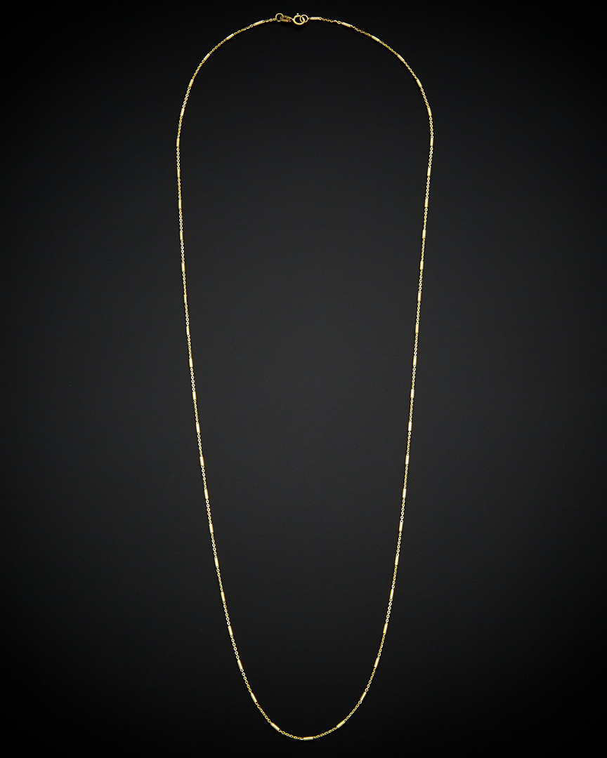 Italian Gold Rolo Link Tube Station Necklace