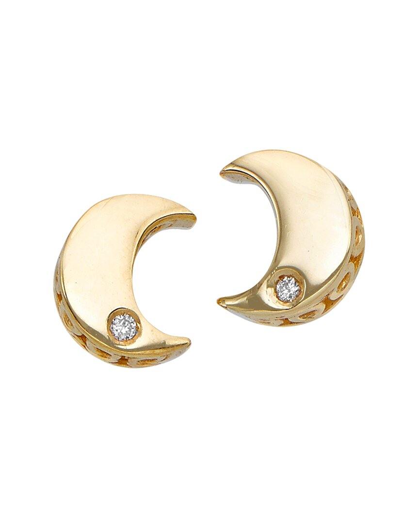 Italian Gold Diamond Moon Studs