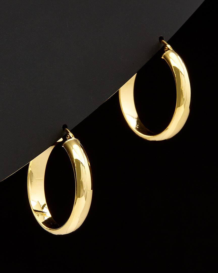 Italian Gold 14k  D-shape Round Hoops