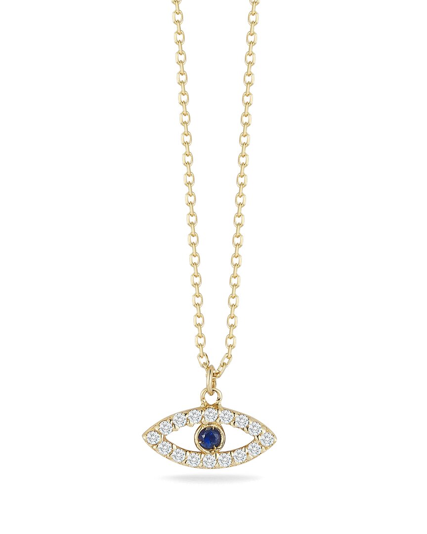 Ember Fine Jewelry 14k 0.13 Ct. Tw. Diamond & Sapphire Evil Eye Necklace