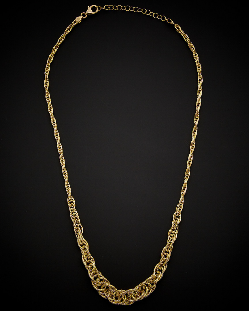 Italian Gold Graduated Twist Link Adjustable Length Necklace