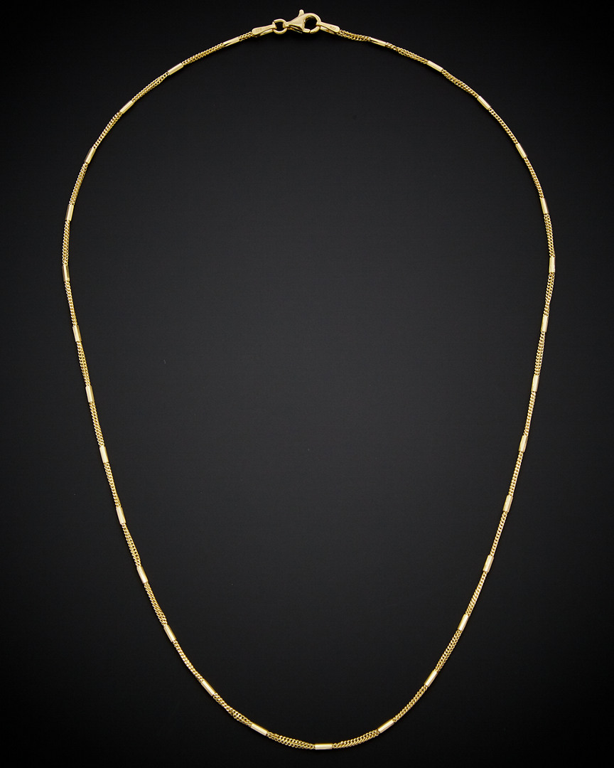 Italian Gold 14k  Diamond Cut Bar & Link Necklace In Nocolor