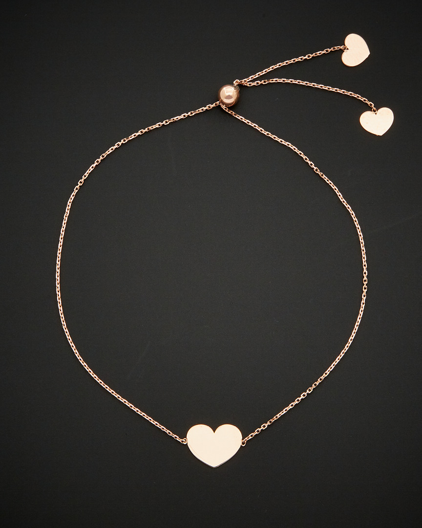 Italian Rose Gold 14k  Adjustable Heart Bracelet In Nocolor