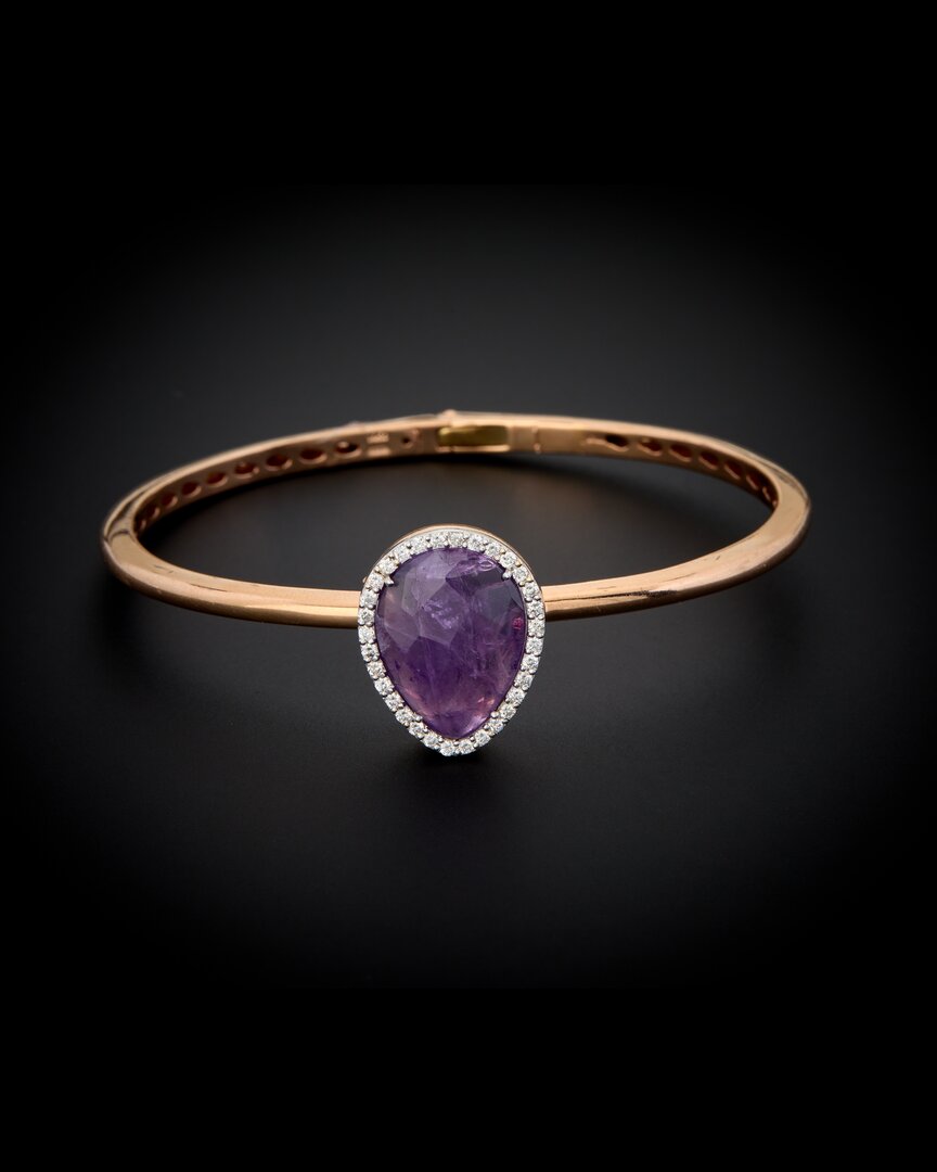 Italian Gold 14k  5.50 Ct. Tw. Diamond & Purple Amethyst Bangle Bracelet