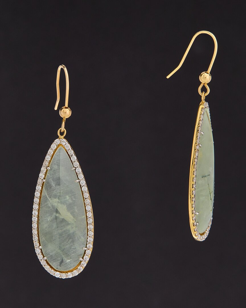 Italian Gold 14k  20.80 Ct. Tw. Diamond & Green Amethyst Earrings