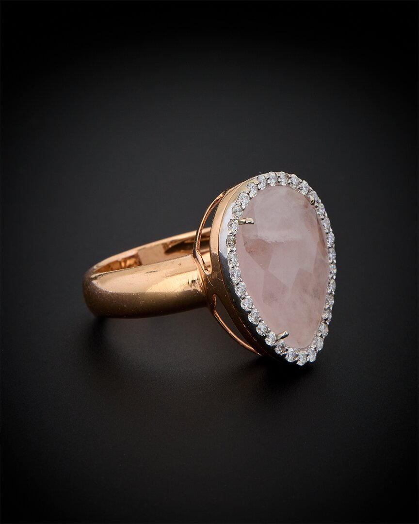 Italian Gold 14k  5.50 Ct. Tw. Diamond & Pink Quartz Ring