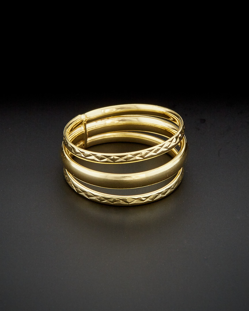 Italian Gold 14k  Polished & Diamond-cut Triple Band Ring