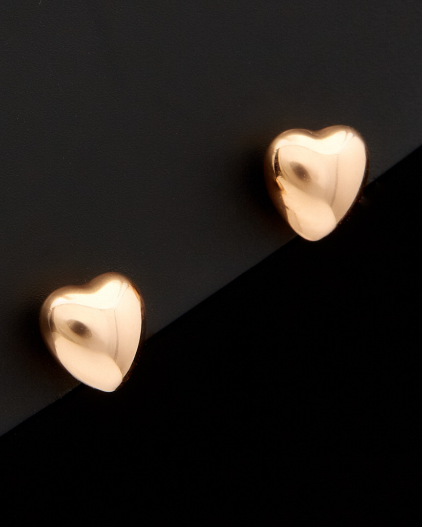 Italian Rose Gold Puffed Heart Studs
