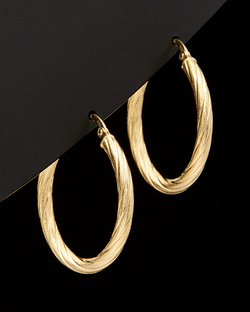 Italian Gold 14k  Textured Twisted Hoops