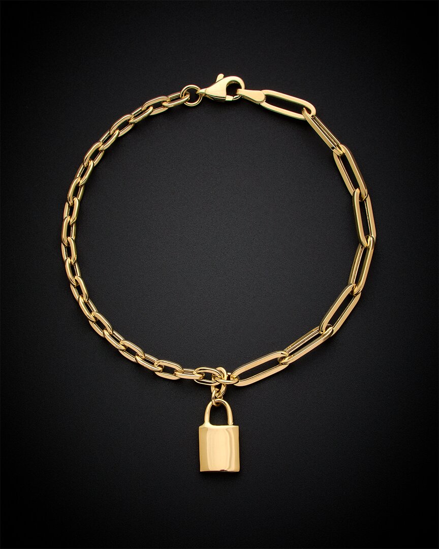 Italian Gold Padlock Charm Bracelet