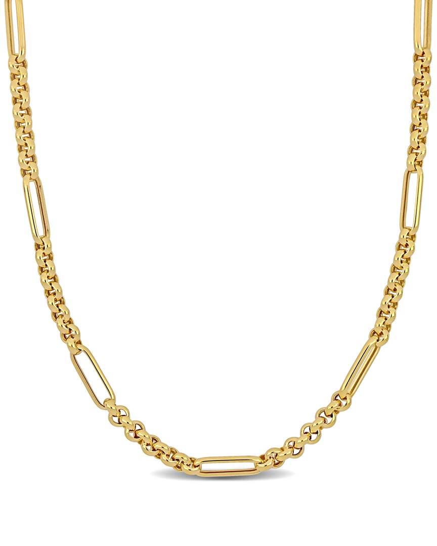 Italian Gold 14k  Rolo Station Link Necklace In Gold