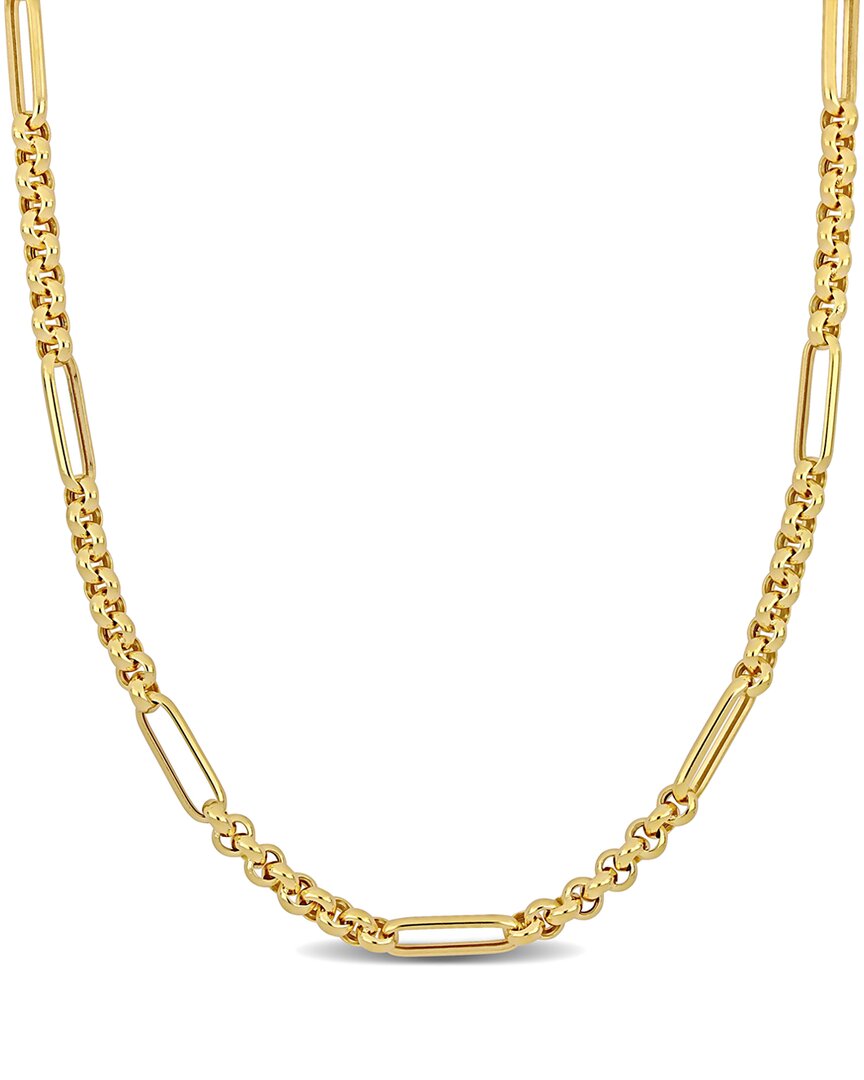 Italian Gold 14k  Rolo Station Link Necklace In Gold