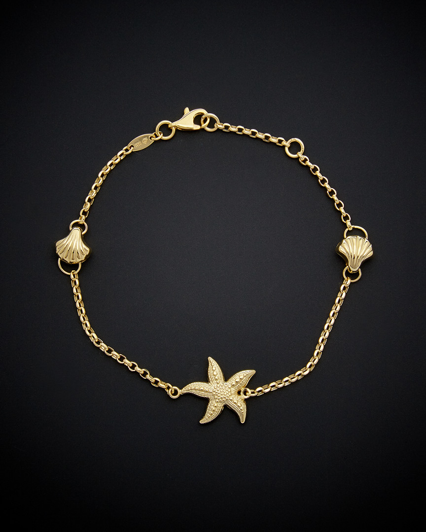 Italian Gold 14k  Seashell & Starfish Station Bracelet