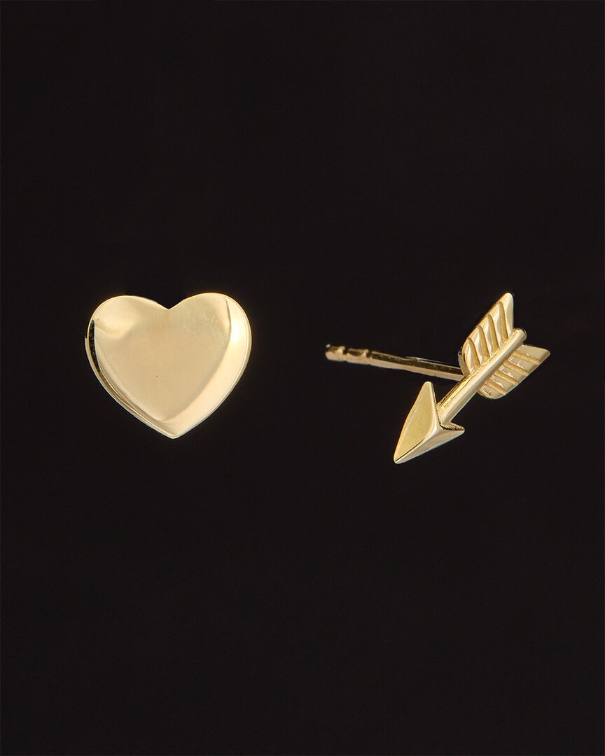 Italian Gold 14k  Heart & Arrow Studs